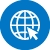 Icon with an image of a graphed globe and computer cursor